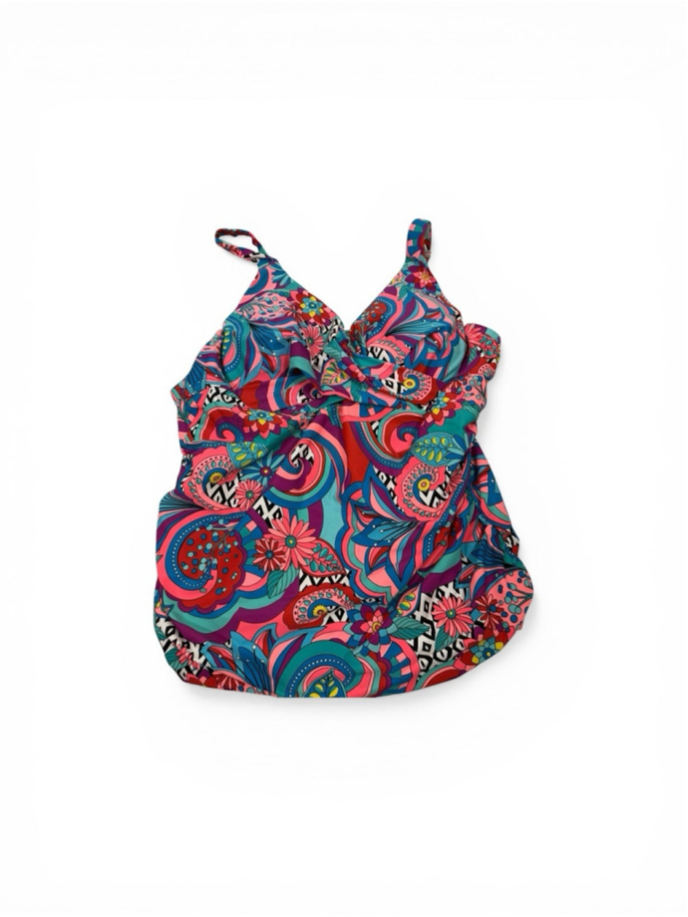 Catalina Swimsuit Top In Colorful Retro Print Size 3X (22-24)